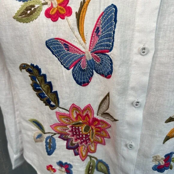 Johnny Was Gracey Linen Oversized Shirt White Sz S - Picture 15 of 15